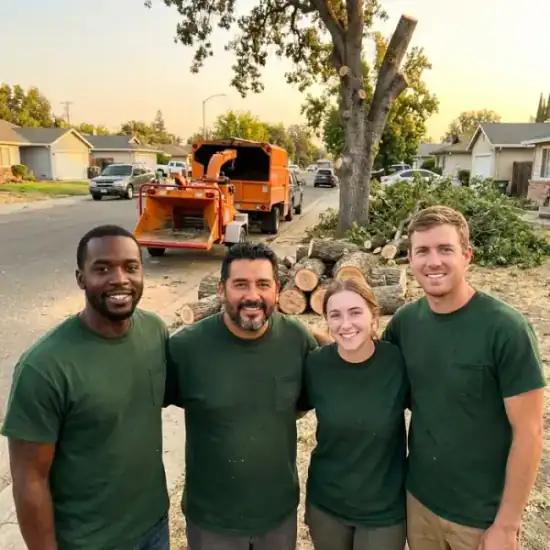 Crew clearing brush after a removal